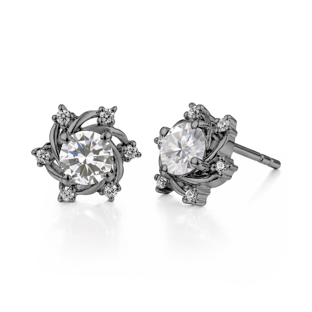 Swirl Flower Garnet Stud Earrings - LUO Jewelry #gemstone_Cubic Zirconia