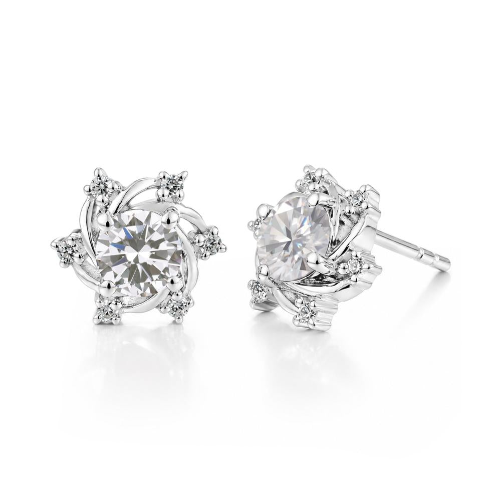 Swirl Flower Garnet Stud Earrings - LUO Jewelry #gemstone_Cubic Zirconia