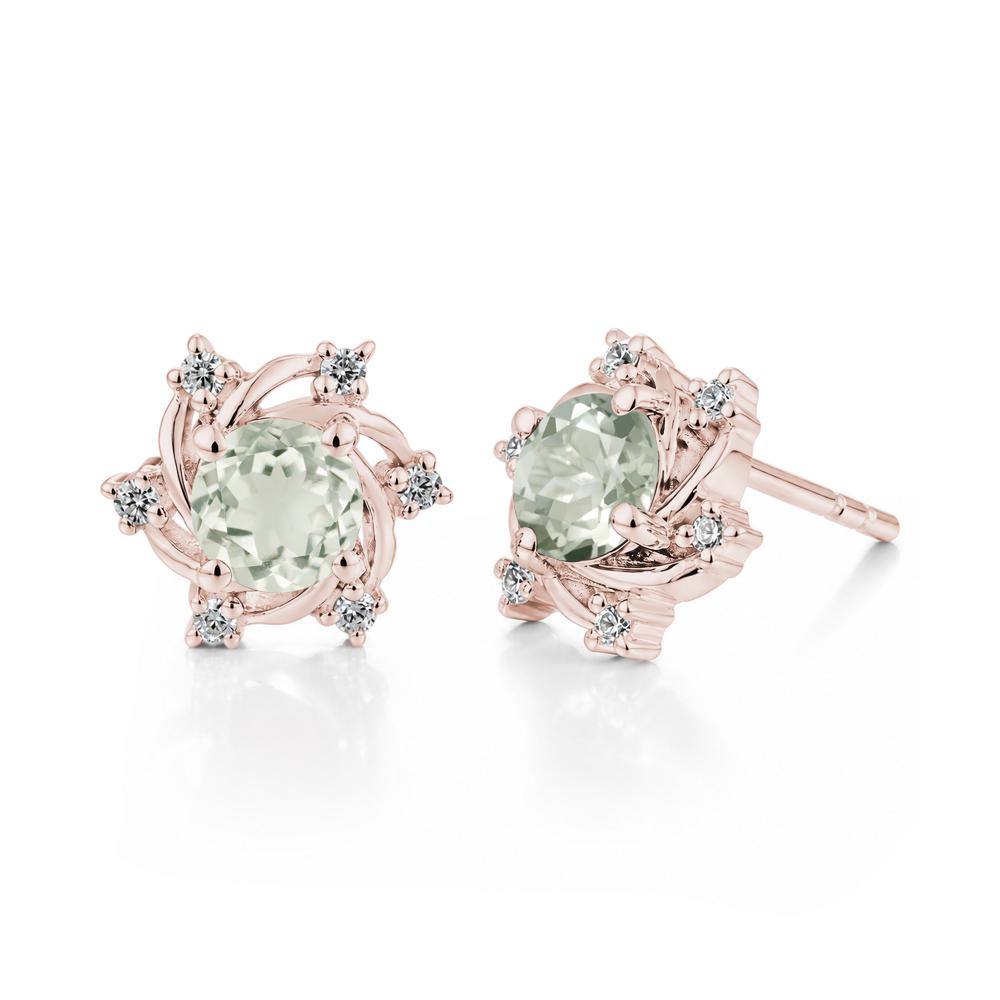 Swirl Flower Garnet Stud Earrings - LUO Jewelry #gemstone_Green Amethyst