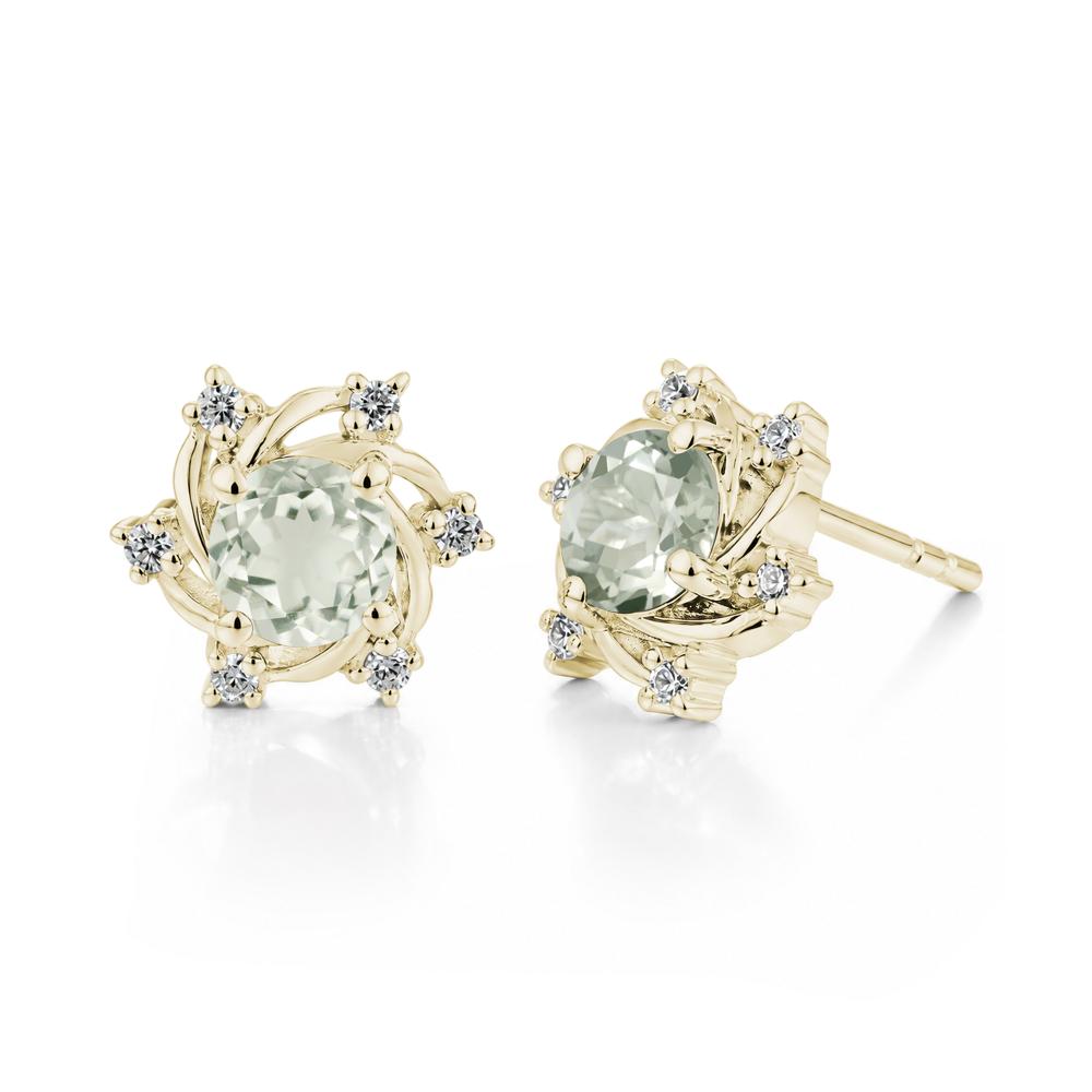 Swirl Flower Garnet Stud Earrings - LUO Jewelry #gemstone_Green Amethyst