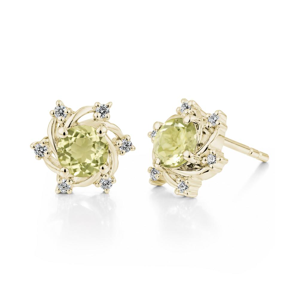 Swirl Flower Garnet Stud Earrings - LUO Jewelry #gemstone_Lemon Quartz