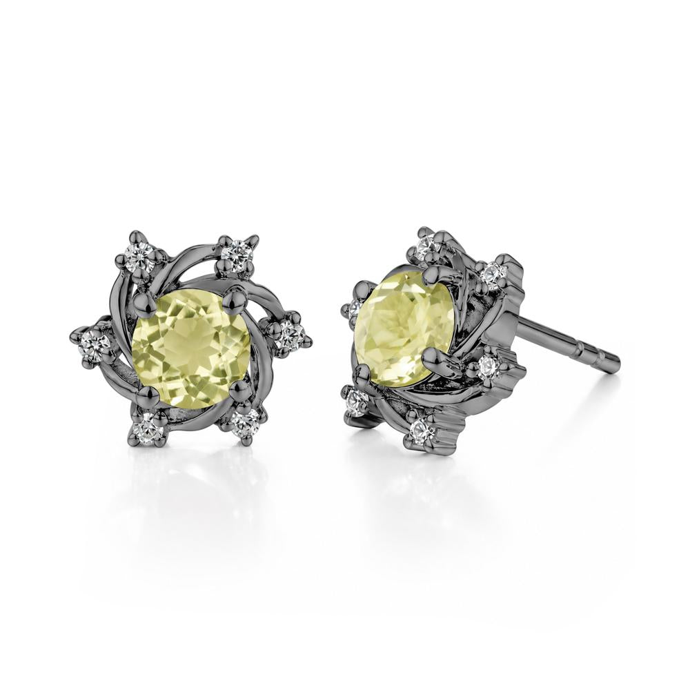 Swirl Flower Garnet Stud Earrings - LUO Jewelry #gemstone_Lemon Quartz
