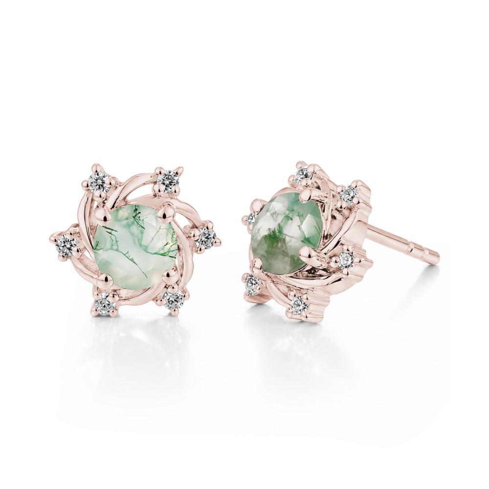 Swirl Flower Garnet Stud Earrings - LUO Jewelry #gemstone_Moss Agate