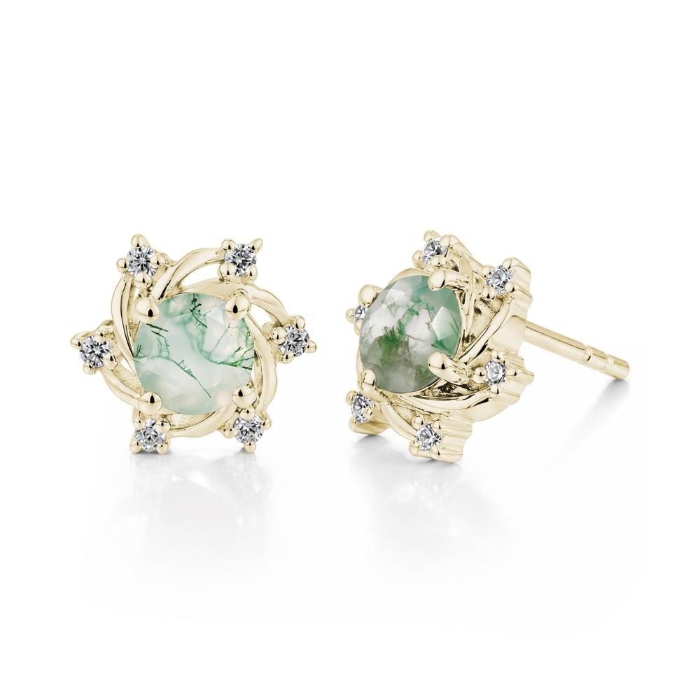 Swirl Flower Garnet Stud Earrings - LUO Jewelry #gemstone_Moss Agate