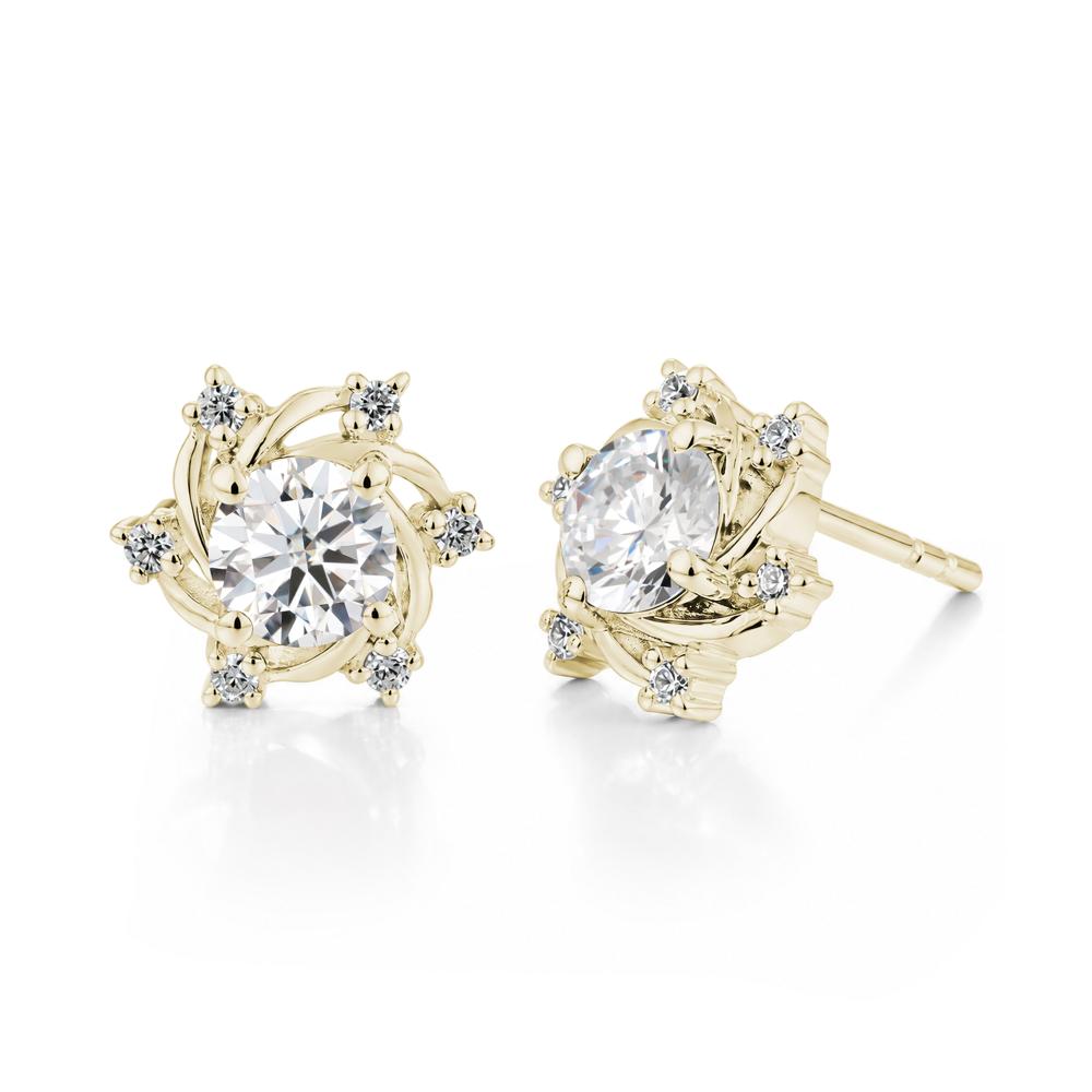 Swirl Flower Garnet Stud Earrings - LUO Jewelry #gemstone_Moissanite