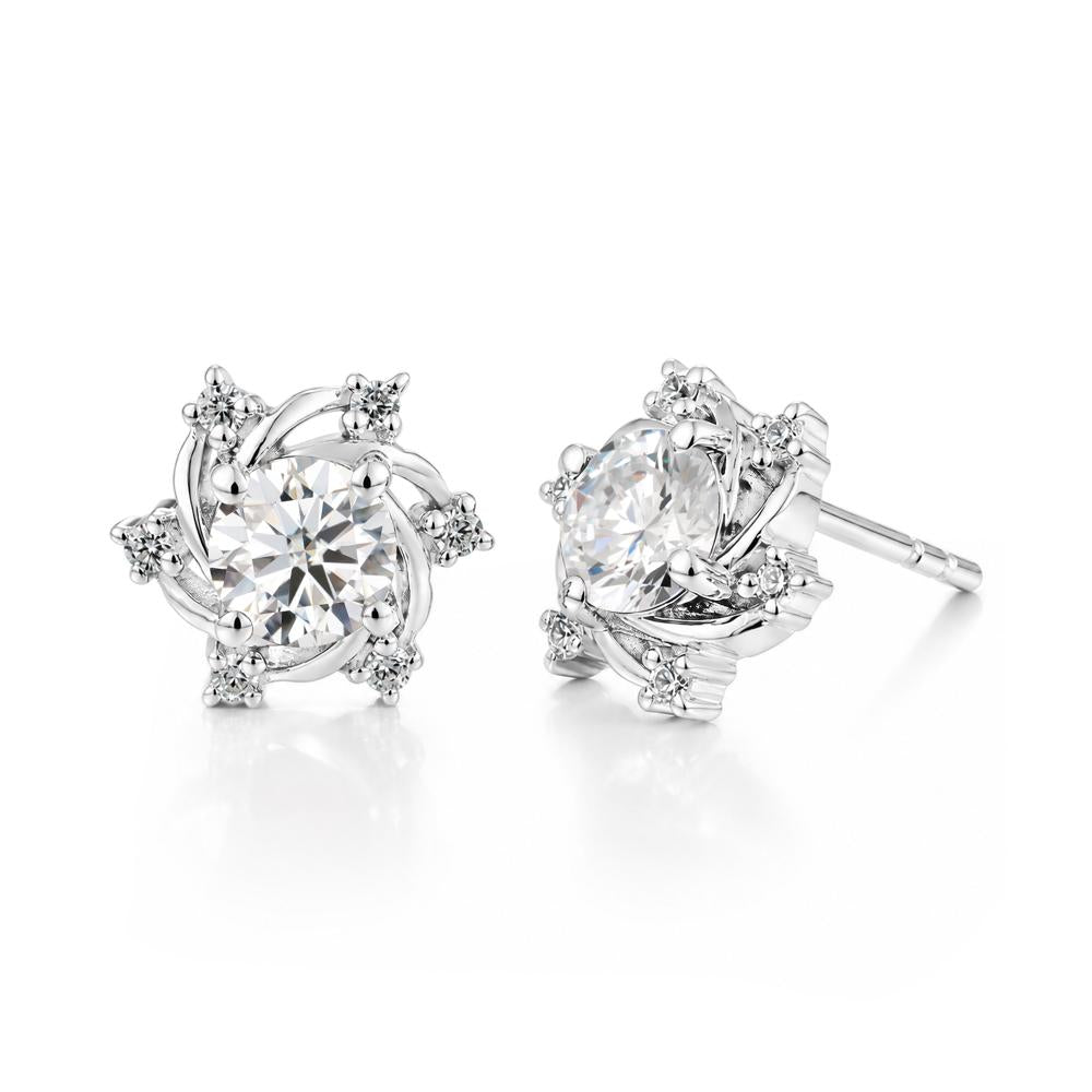 Swirl Flower Garnet Stud Earrings - LUO Jewelry #gemstone_Moissanite
