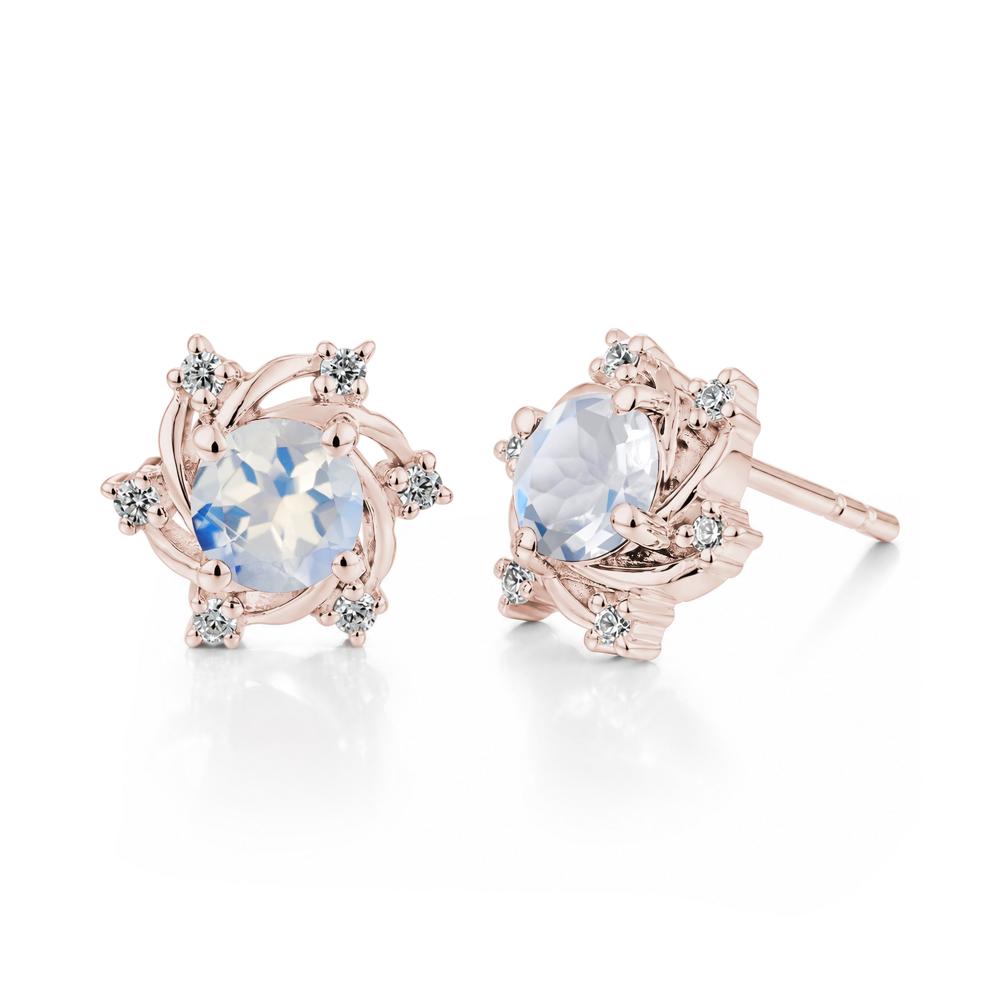 Swirl Flower Garnet Stud Earrings - LUO Jewelry #gemstone_Moonstone