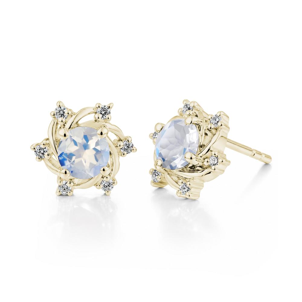 Swirl Flower Garnet Stud Earrings - LUO Jewelry #gemstone_Moonstone