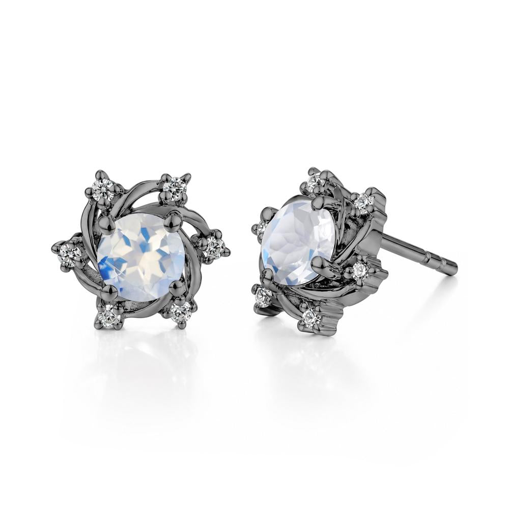 Swirl Flower Garnet Stud Earrings - LUO Jewelry #gemstone_Moonstone