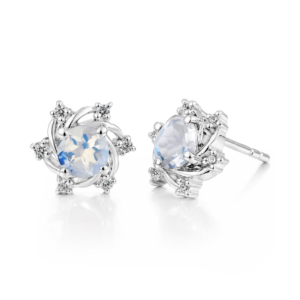 Swirl Flower Garnet Stud Earrings - LUO Jewelry #gemstone_Moonstone