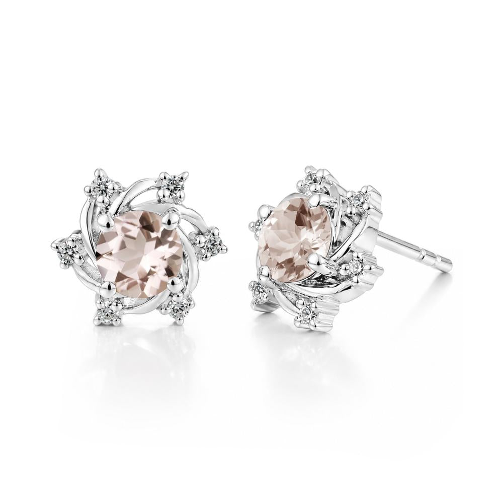 Swirl Flower Garnet Stud Earrings - LUO Jewelry #gemstone_Morganite