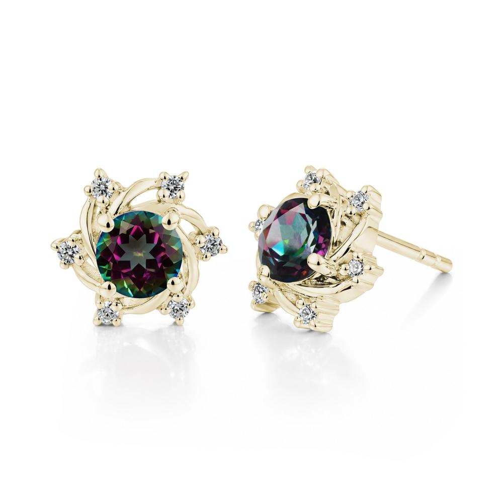 Swirl Flower Garnet Stud Earrings - LUO Jewelry #gemstone_Mystic Topaz