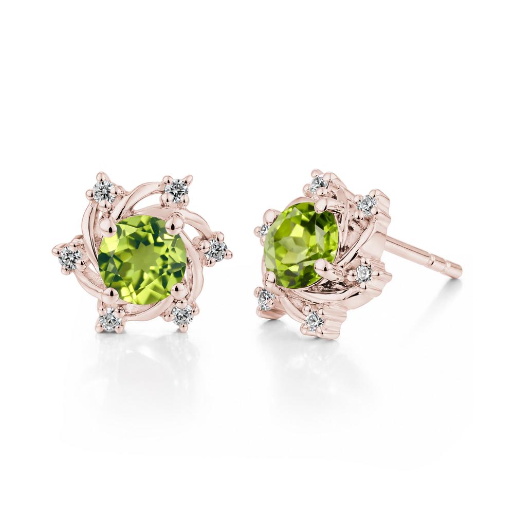 Swirl Flower Garnet Stud Earrings - LUO Jewelry #gemstone_Peridot