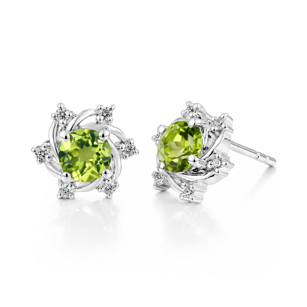 Swirl Flower Garnet Stud Earrings - LUO Jewelry #gemstone_Peridot