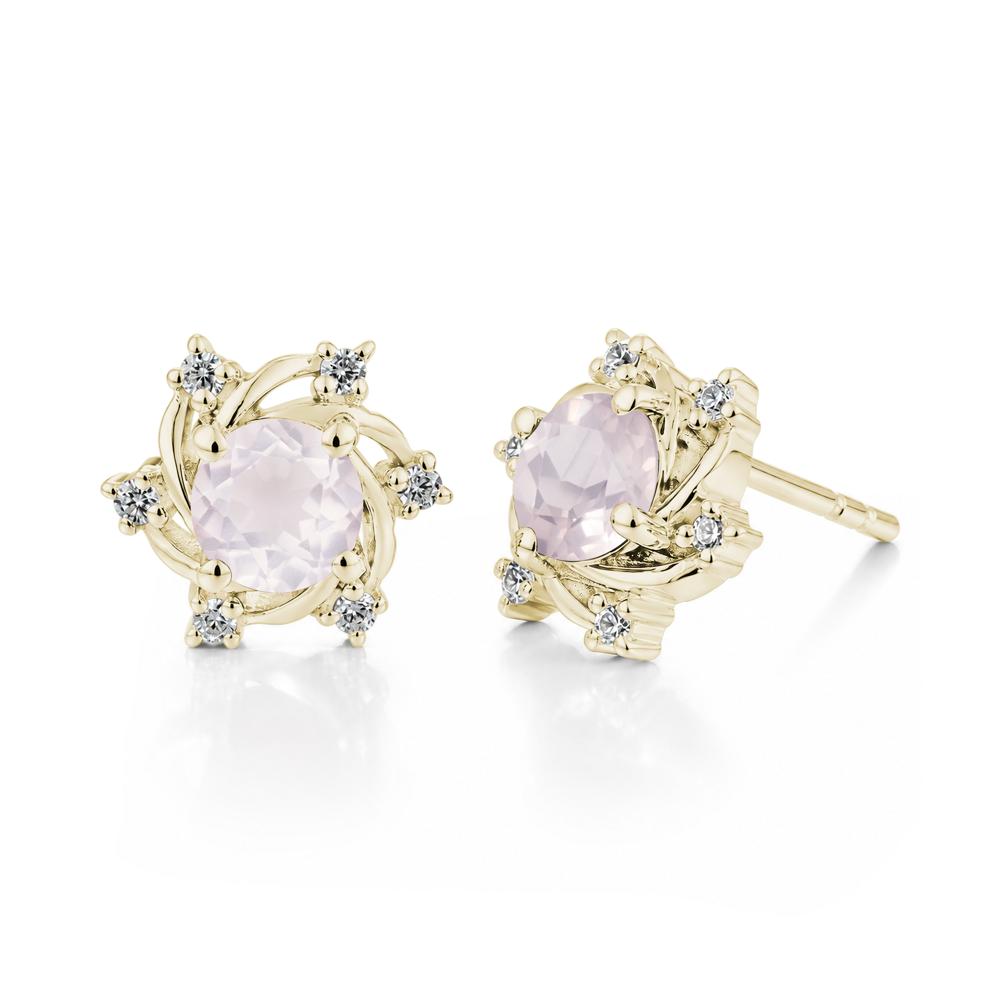 Swirl Flower Garnet Stud Earrings - LUO Jewelry #gemstone_Rose Quartz
