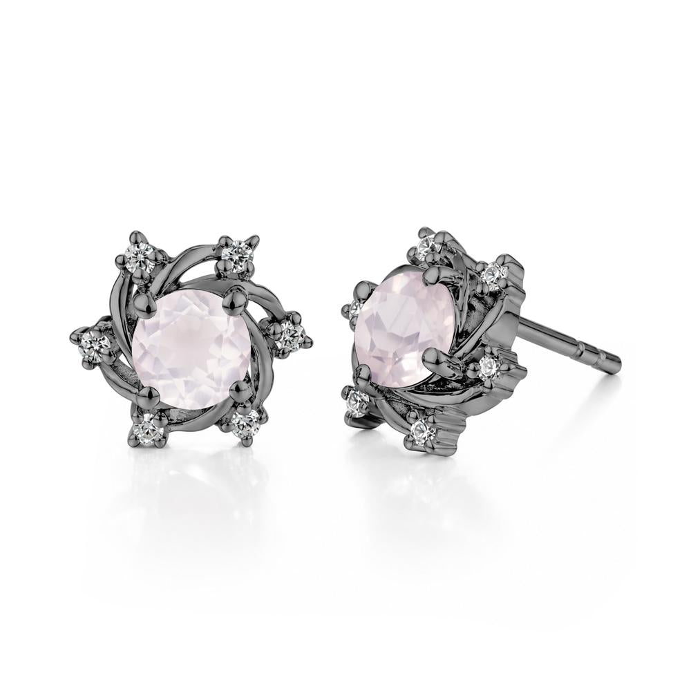 Swirl Flower Garnet Stud Earrings - LUO Jewelry #gemstone_Rose Quartz