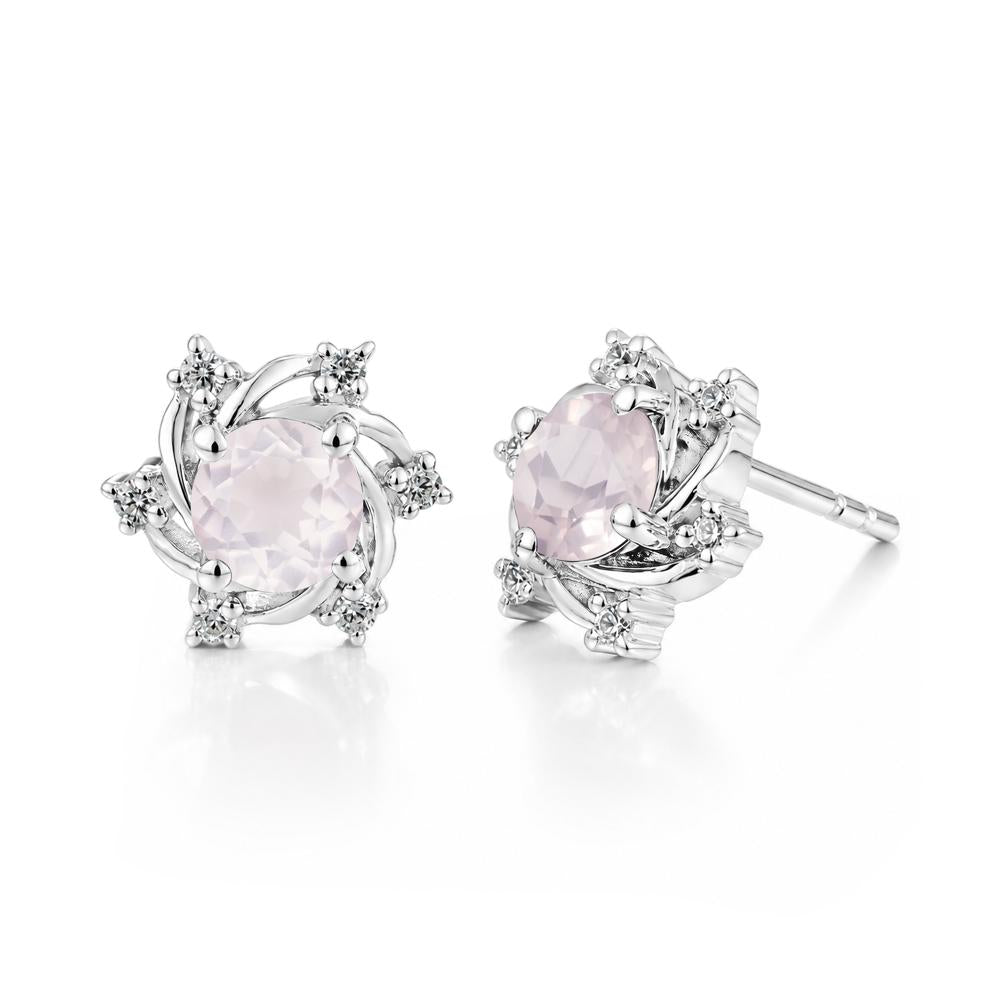 Swirl Flower Garnet Stud Earrings - LUO Jewelry #gemstone_Rose Quartz