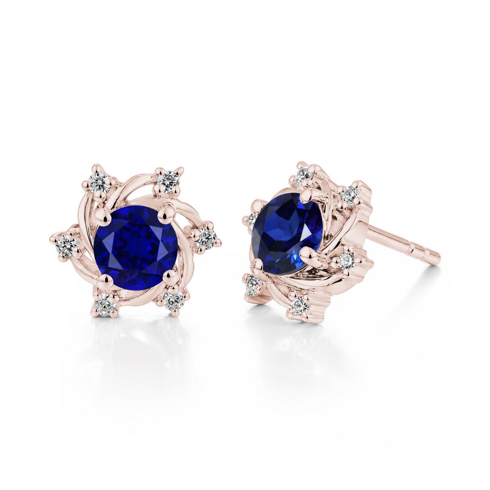 Swirl Flower Garnet Stud Earrings - LUO Jewelry #gemstone_Sapphire