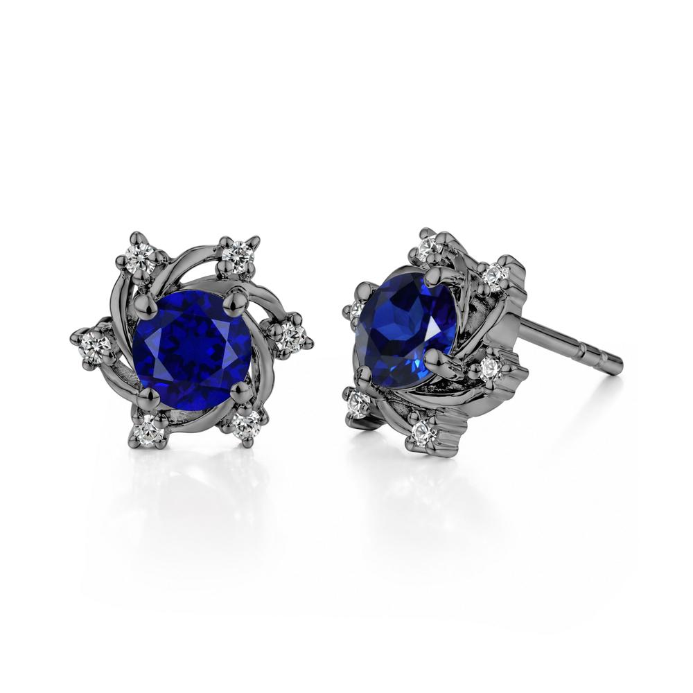 Swirl Flower Garnet Stud Earrings - LUO Jewelry #gemstone_Sapphire