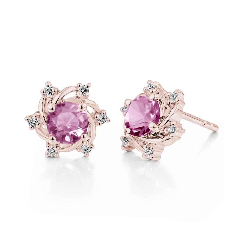 Swirl Flower Garnet Stud Earrings - LUO Jewelry #gemstone_Tourmaline