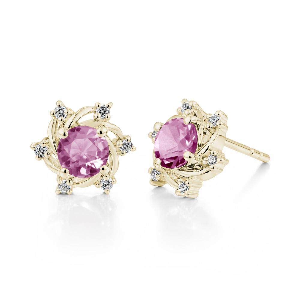 Swirl Flower Garnet Stud Earrings - LUO Jewelry #gemstone_Tourmaline