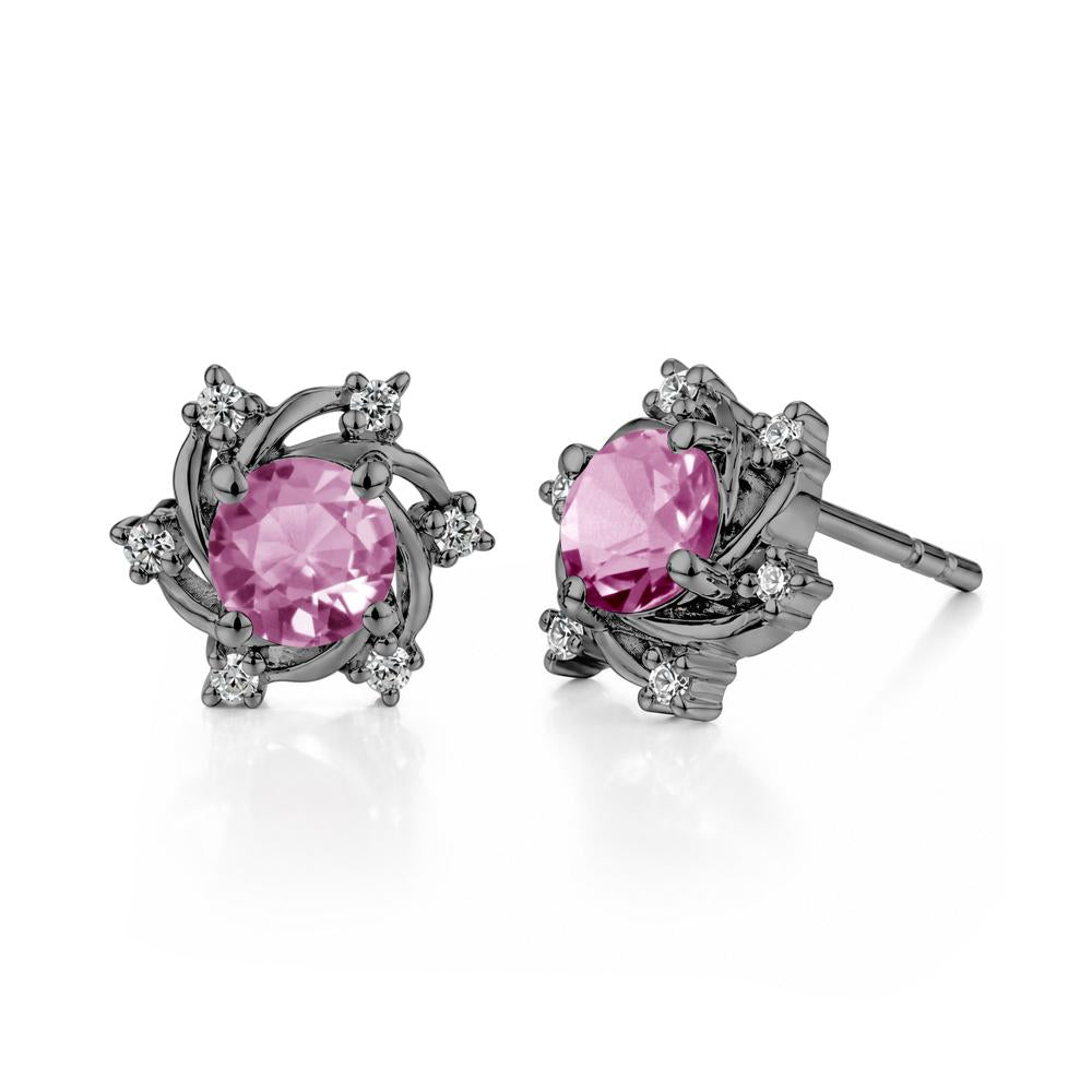 Swirl Flower Garnet Stud Earrings - LUO Jewelry #gemstone_Tourmaline