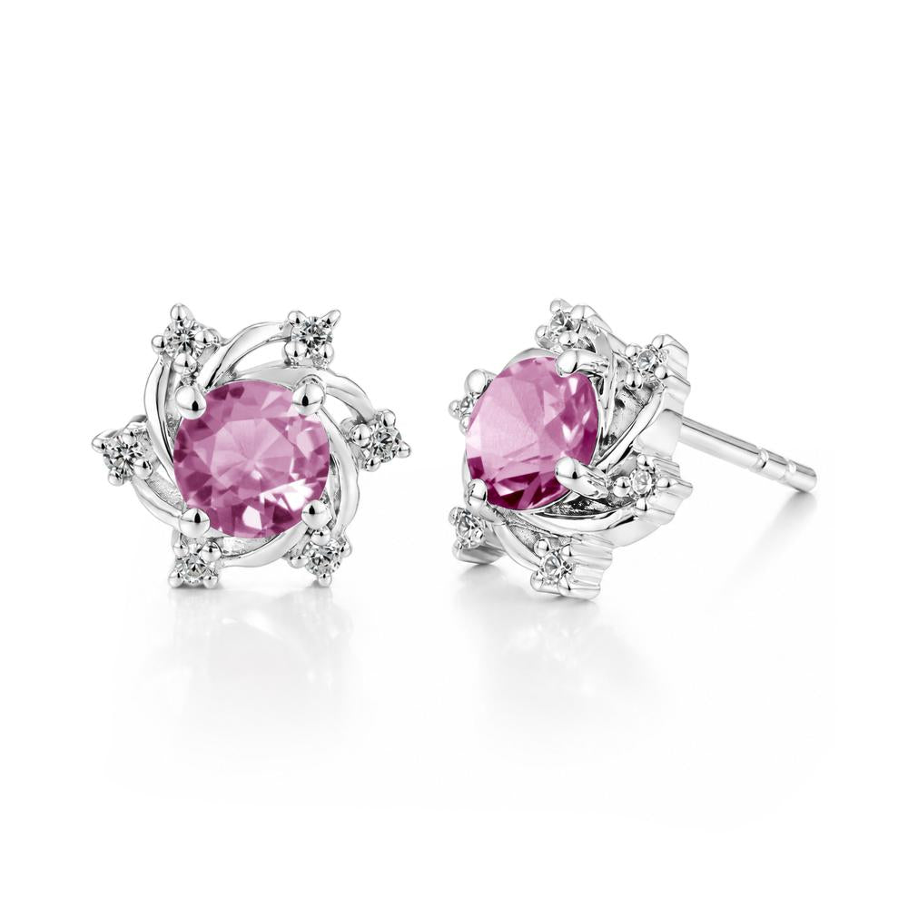 Swirl Flower Garnet Stud Earrings - LUO Jewelry #gemstone_Tourmaline