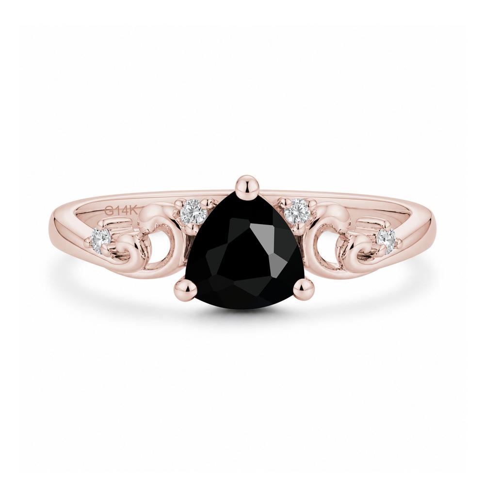 Trillion Cut Emerald Vine Ring - LUO Jewelry #gemstone_Black Spinel