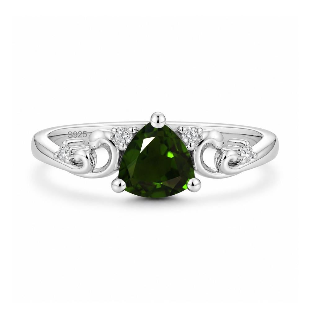 Trillion Cut Emerald Vine Ring - LUO Jewelry #gemstone_Diopside
