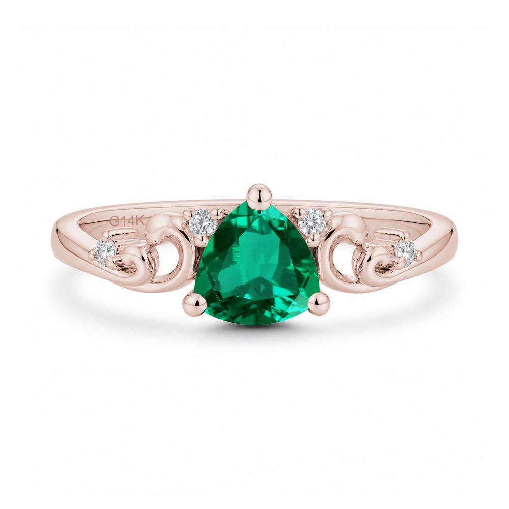Trillion Cut Emerald Vine Ring - LUO Jewelry #gemstone_Emerald
