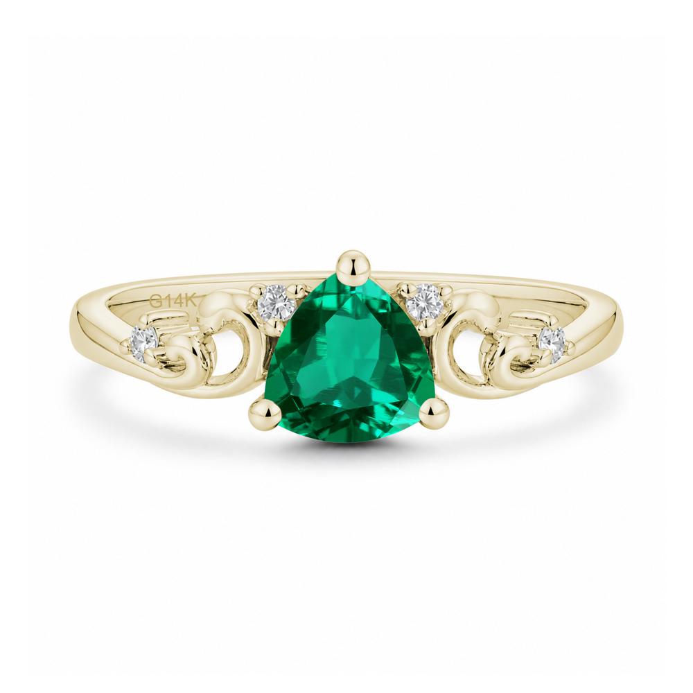 Trillion Cut Emerald Vine Ring - LUO Jewelry #gemstone_Emerald