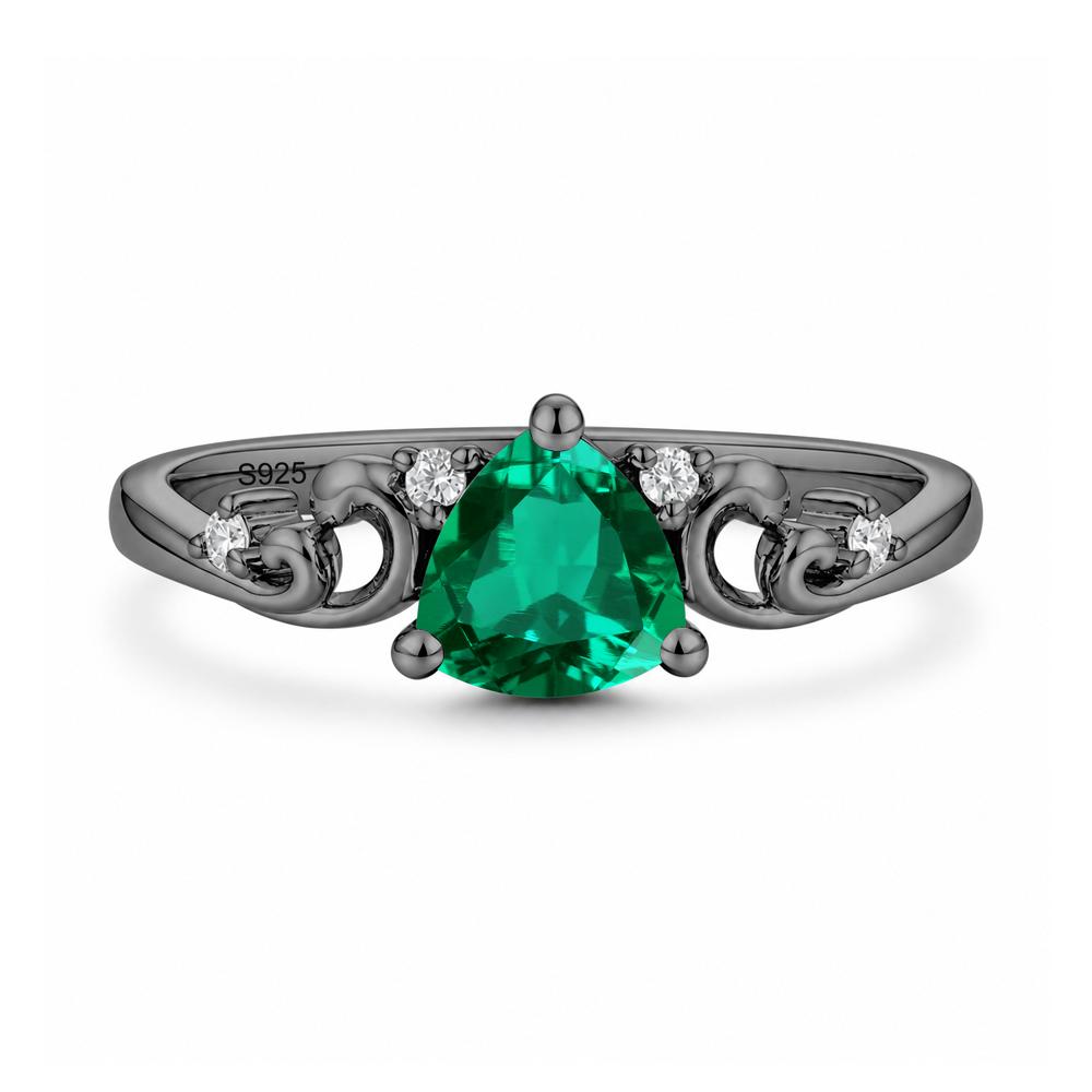 Trillion Cut Emerald Vine Ring - LUO Jewelry #gemstone_Emerald