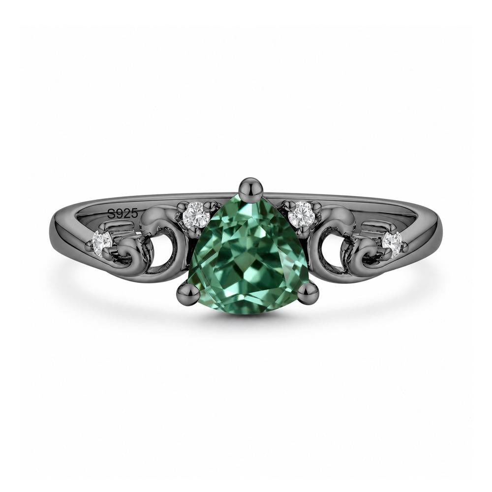 Trillion Cut Emerald Vine Ring - LUO Jewelry #gemstone_Green Sapphire