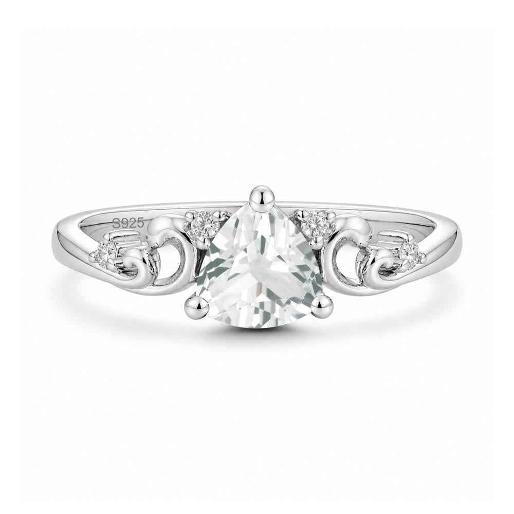 Trillion Cut Emerald Vine Ring - LUO Jewelry #gemstone_White Topaz