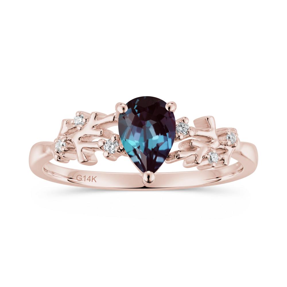 Pear Cut Green Amethyst Coral Ring - LUO Jewelry #gemstone_Alexandrite