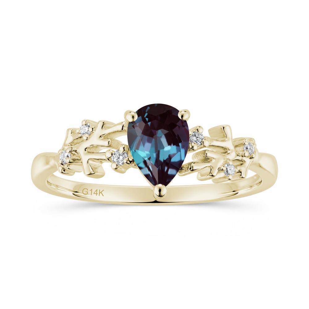 Pear Cut Green Amethyst Coral Ring - LUO Jewelry #gemstone_Alexandrite