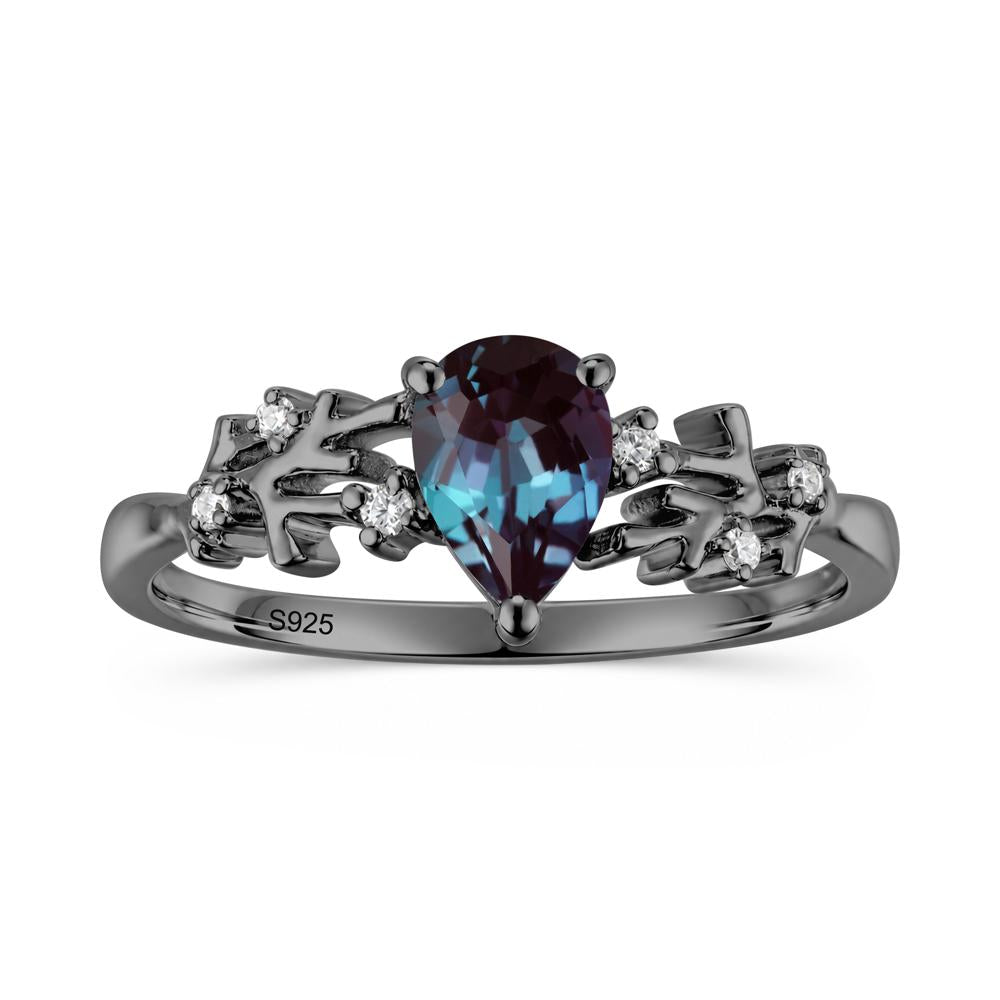 Pear Cut Green Amethyst Coral Ring - LUO Jewelry #gemstone_Alexandrite