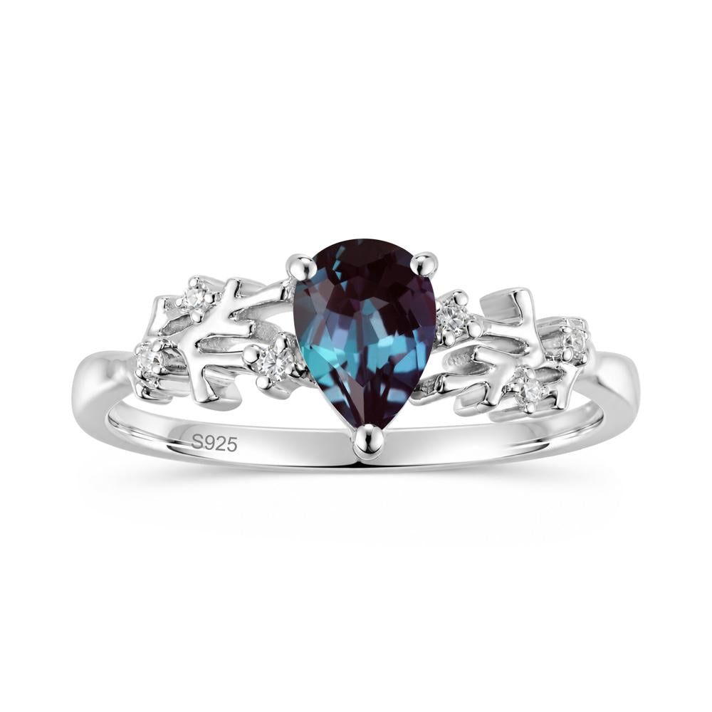 Pear Cut Green Amethyst Coral Ring - LUO Jewelry #gemstone_Alexandrite