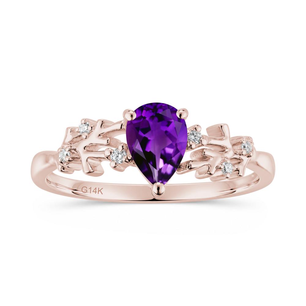 Pear Cut Green Amethyst Coral Ring - LUO Jewelry #gemstone_Amethyst
