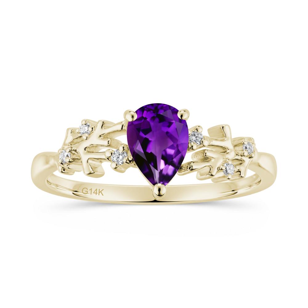 Pear Cut Green Amethyst Coral Ring - LUO Jewelry #gemstone_Amethyst