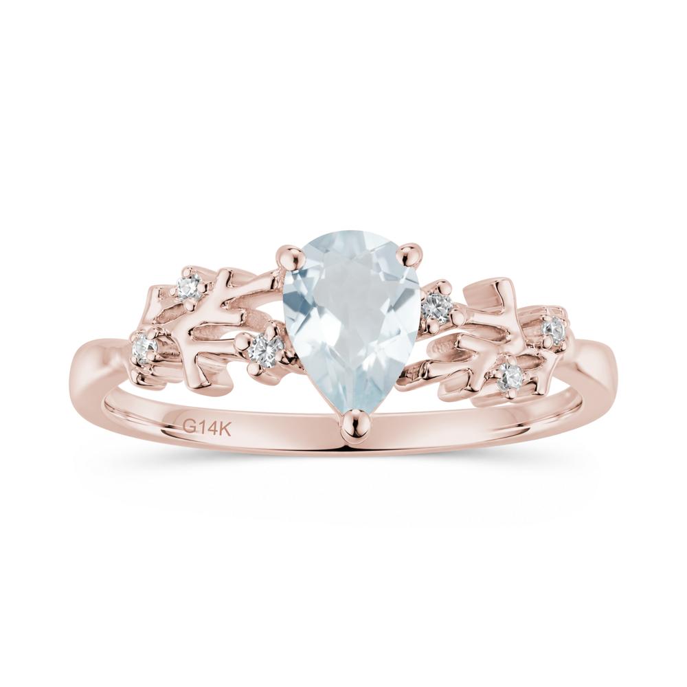 Pear Cut Green Amethyst Coral Ring - LUO Jewelry #gemstone_Aquamarine