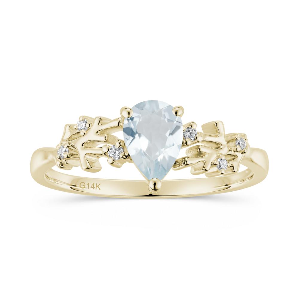 Pear Cut Green Amethyst Coral Ring - LUO Jewelry #gemstone_Aquamarine