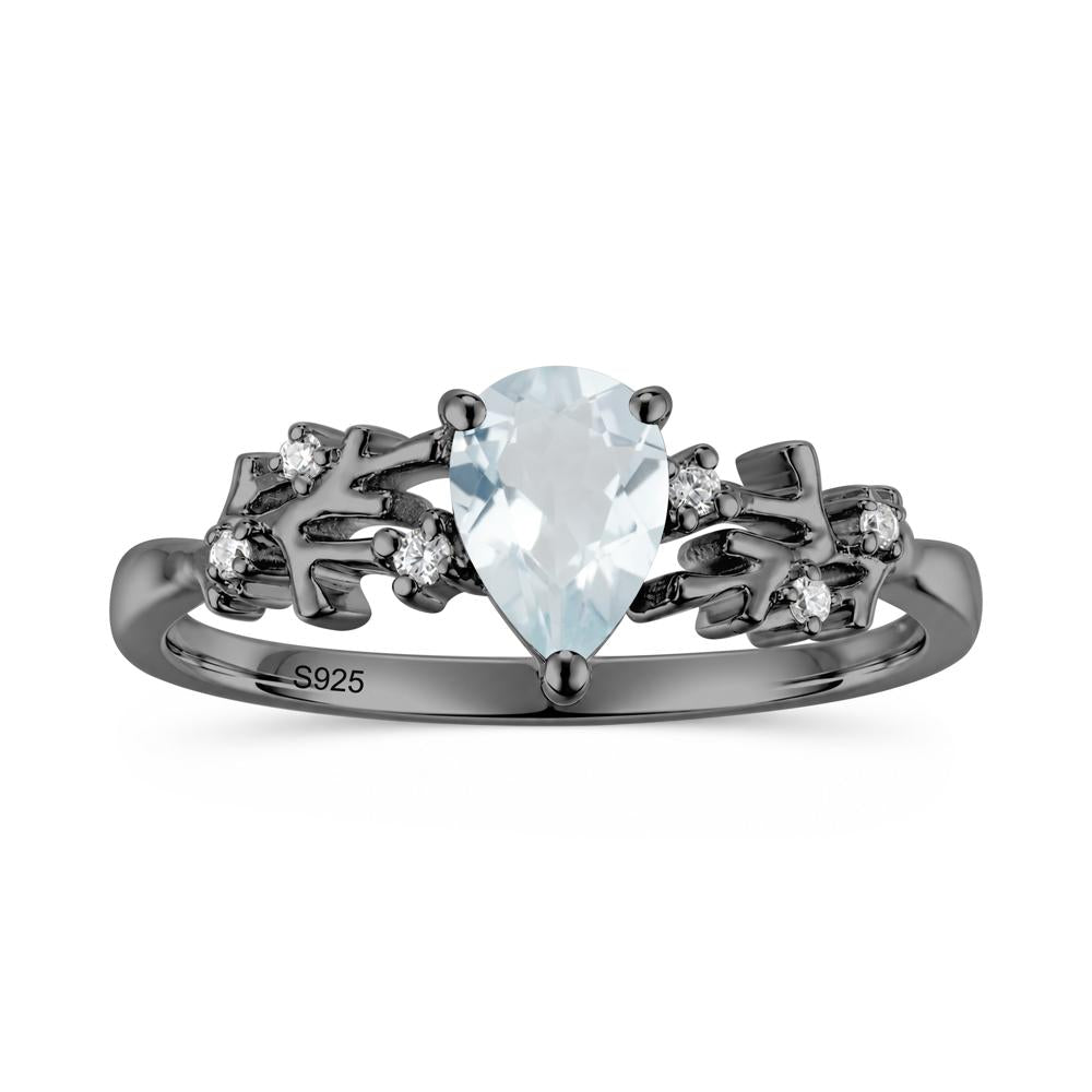Pear Cut Green Amethyst Coral Ring - LUO Jewelry #gemstone_Aquamarine