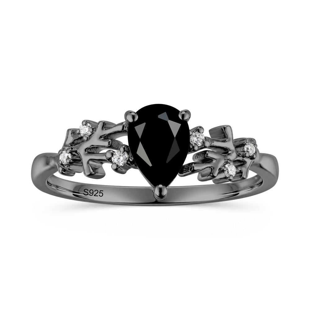 Pear Cut Green Amethyst Coral Ring - LUO Jewelry #gemstone_Black Spinel