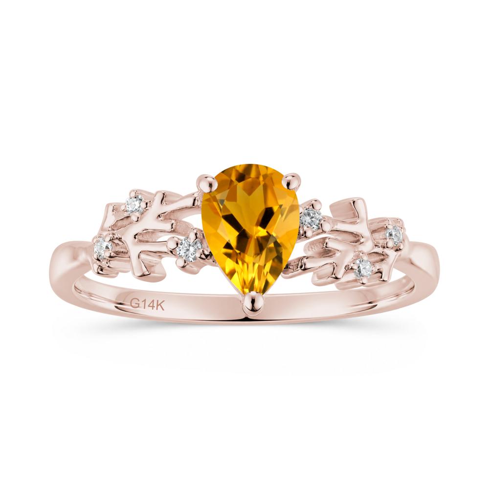 Pear Cut Green Amethyst Coral Ring - LUO Jewelry #gemstone_Citrine