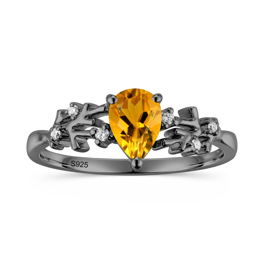 Pear Cut Green Amethyst Coral Ring - LUO Jewelry #gemstone_Citrine