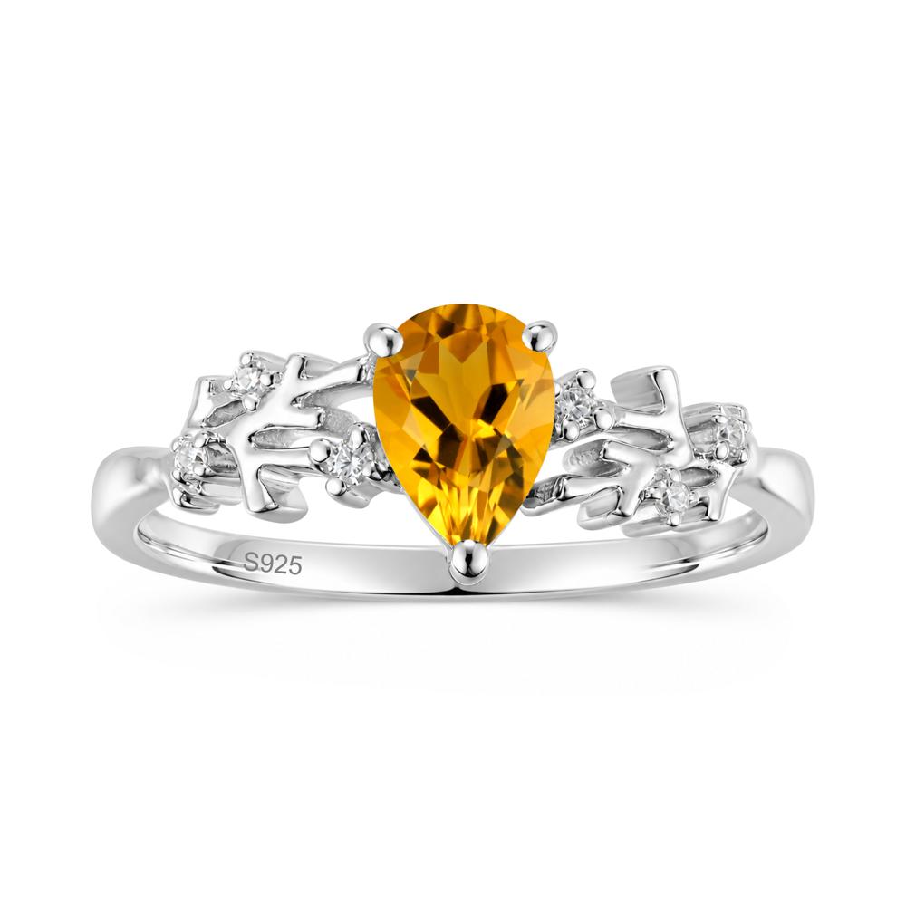Pear Cut Green Amethyst Coral Ring - LUO Jewelry #gemstone_Citrine