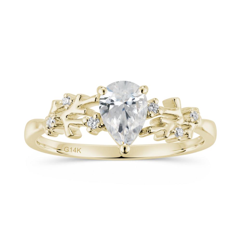 Pear Cut Green Amethyst Coral Ring - LUO Jewelry #gemstone_Cubic Zirconia