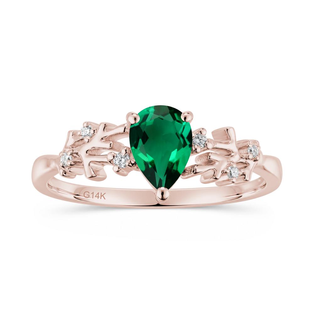 Pear Cut Green Amethyst Coral Ring - LUO Jewelry #gemstone_Emerald