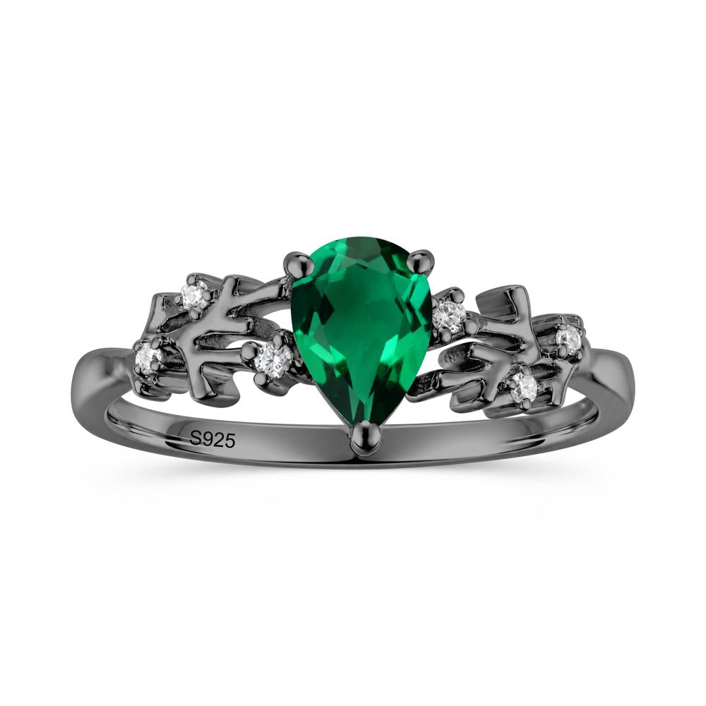 Pear Cut Green Amethyst Coral Ring - LUO Jewelry #gemstone_Emerald